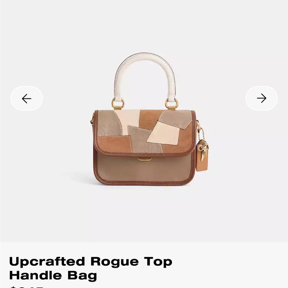 One of a Kind Coach Patchwork Satchel - Brown and Cream